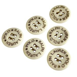 Ralph Lauren Polo Set of 6 Vintage Round 4 Hole Buttons Ivory Color Original